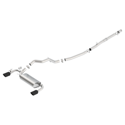 BORLA - 2016-2018 Ford Focus RS Cat-Back Exhaust System ATAK | Single Round Rolled Angle-Cut Black Chrome Tips