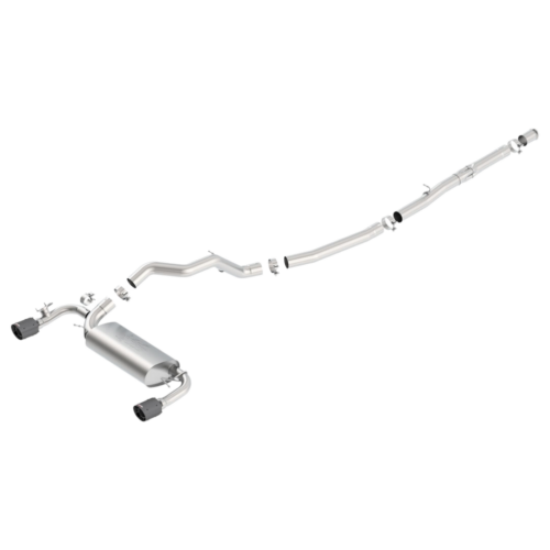 BORLA - 2016-2018 Ford Focus RS Cat-Back Exhaust System ATAK | Single Round Angle Cut Carbon Fiber - Black Tips