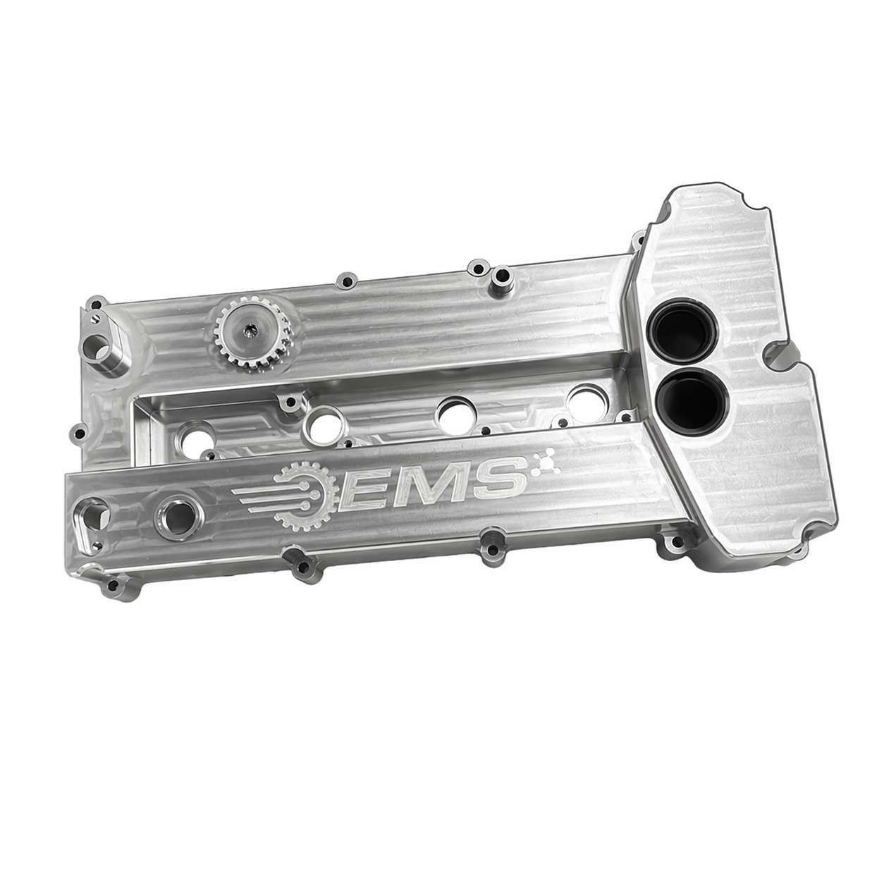 The EMS BadAss Billet Valve Cover is a direct replacement for the factory plastic cover on the 2015–2023 Mustang EcoBoost 2.3L
