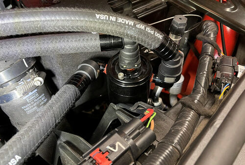Alternative view of UPR 2022 Bronco Raptor 3.0L Plug N Play ™ Dual Valve Oil Catch Can w/Clean Side Separator
