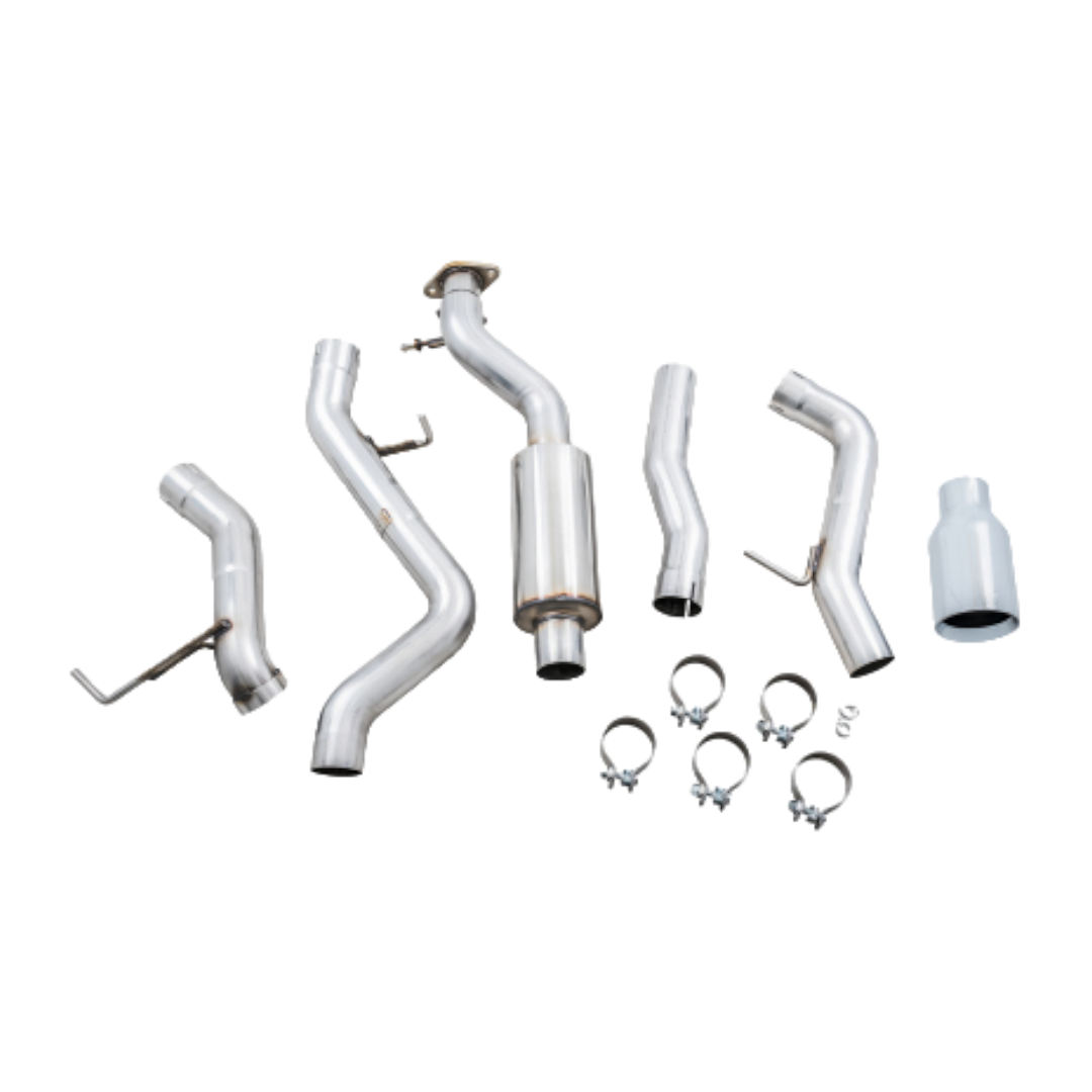 AWE Tuning – 2021+ Ford Bronco 0FG Single Rear Exit Exhaust w/Chrome Silver Tip & Bash Guard