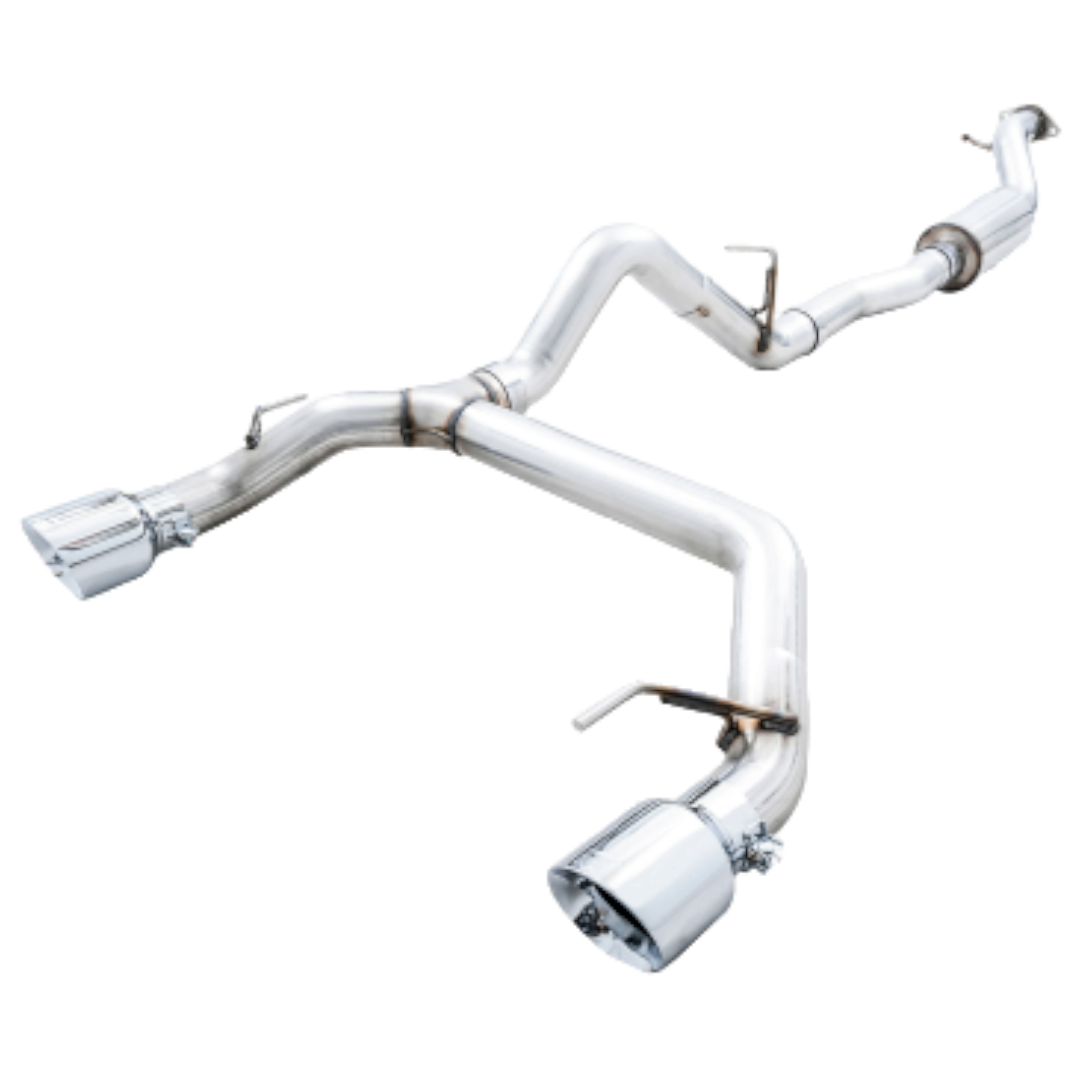 AWE Tuning – 2021+ Ford Bronco 0FG Dual Rear Exit Exhaust w/Chrome Silver Tips & Bash Guard