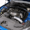 EMS turbo kit components for 2015-2023 Ford Mustang EcoBoost S550 including T3 manifold, street/race downpipe, dump tube, Precision Turbo turbocharger, blow-off valve, wastegate, custom turbo lines, and charge pipe