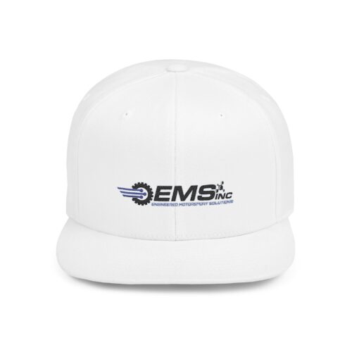 EMS Inc. Flat Bill Snapback Hat — Embroidered Logo